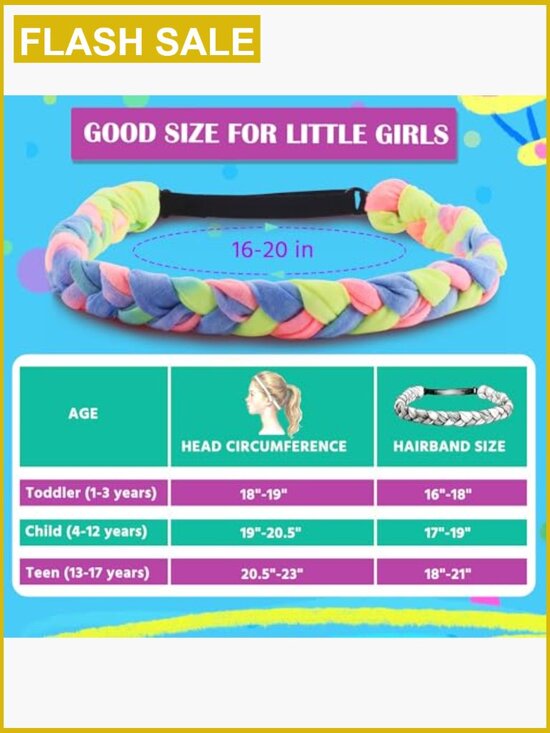 8 Pack Braided Stretch Headbands for Girls, Tie Dye Hair Accessories